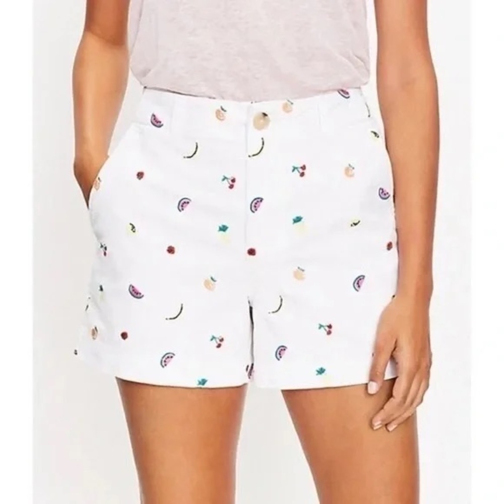 Loft | Fruit Salad Twill Shorts Novelty Print 18P Petite